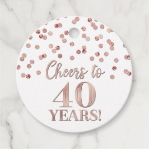 Proost op 40 jaar Roos Gold Confetti Bedankjes Labels