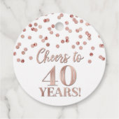 Proost op 40 jaar Roos Gold Confetti Bedankjes Labels (Achterkant)