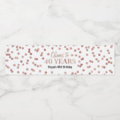 Proost op 40 jaar Roos Gold Confetti Verjaardag Waterfles Etiket (Enkel label)