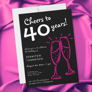 Proost op 40 Jaar Roze Champagne Verjaardag Kaart