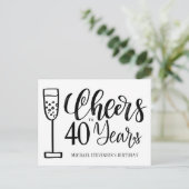 Proost op 40 jaar uitnodiging voor zwarte witte ve (Staand voorkant)