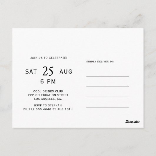 Proost op 40 jaar uitnodiging voor zwarte witte ve (Achterkant)