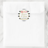 Proost op 40 jaar verjaardag Black Stripes Bloemen Ronde Sticker (Tas)