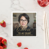 Proost op 40 Jaar Verjaardag Foto Goud Zwart Servet (Insitu)