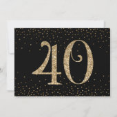 Proost op 40 jaar Verrassing Verjaardag Goud & Zwa Kaart (Achterkant)