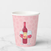 Proost op 40 jaar wijn thema kawaii stijl papieren bekers (Achterkant)