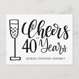 Proost op 40 jaar zwart-wit uitnodiging voor verja