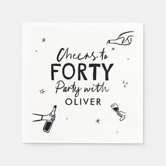 Proost op 40 moderne grillige verjaardagsdecor servet (Voorkant)