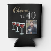 Proost op 40 Red Wine Glass Foto 40th Birthday Blikjeskoeler (Voorkant)