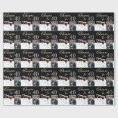 Proost op 40 Red Wine Glass Foto 40th Birthday Cadeaupapier (Vlak)