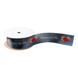 Proost op 40 verjaardagen Red Gold Glitter Balloon Satijnen Lint