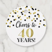 Proost op 40 Years Gold Black Confetti Bedankjes Labels (Achterkant)