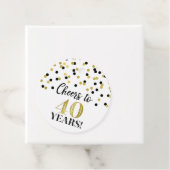 Proost op 40 Years Gold Black Confetti Bedankjes Labels (In situ)