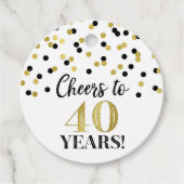 Proost op 40 Years Gold Black Confetti Bedankjes Labels (Voorkant)