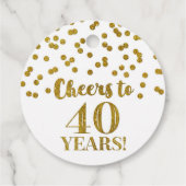 Proost op 40 Years Gold Glitter Confetti Bedankjes Labels (Achterkant)