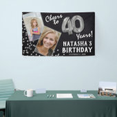 Proost op 40 Years Silver Balloon 2 Foto Verjaarda Spandoek (Beurs)
