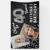 Proost op 40 Years Silver Balloon 2 Foto Verjaarda Spandoek (Verticaal)