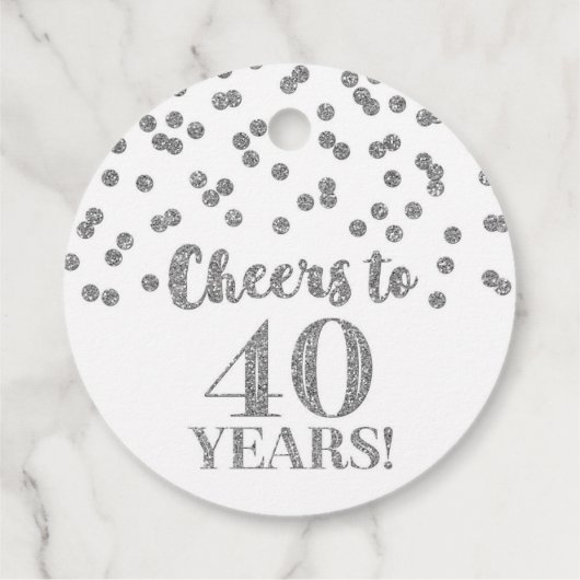 Proost op 40 Years Silver Glitter Confetti Bedankjes Labels (Achterkant)