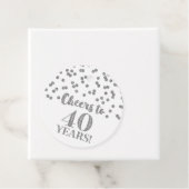 Proost op 40 Years Silver Glitter Confetti Bedankjes Labels (In situ)