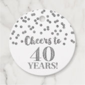 Proost op 40 Years Silver Glitter Confetti Bedankjes Labels (Voorkant)