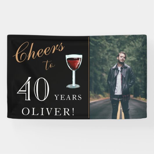 Proost op 40 Years Wine 40th Birthday Spandoek (Horizontaal)