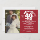 Proost op 40e Ruby Wedding Jubileum Foto Kaart (Voorkant)