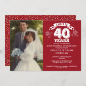 Proost op 40e Ruby Wedding Jubileum Foto Kaart (Voorkant / Achterkant)