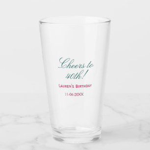 Proost op 40e verjaardag naam datum mauve blauwe e glas