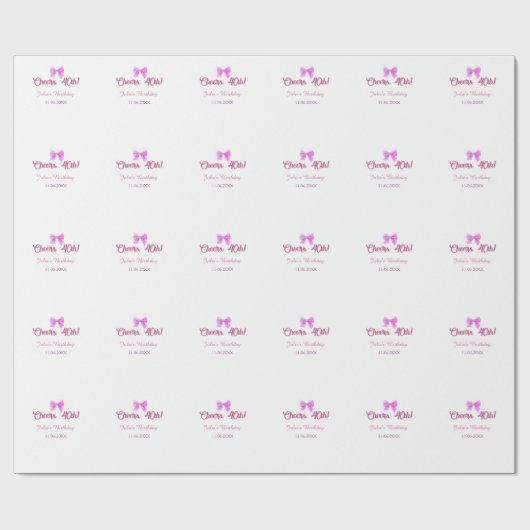 Proost op 40e verjaardag naam datum mauve roze str cadeaupapier (Vlak)