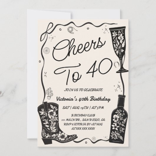 Proost op 40e western verjaardag kaart (Voorkant)