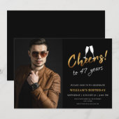 Proost op 47 jaar gouden zwarte volwassen verjaard kaart (Voorkant / Achterkant)