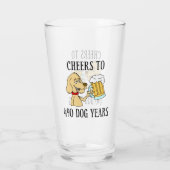 Proost op 490 hondenjaren 70ste verjaardagsglas glas (Achterkant)