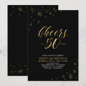Proost op 50 | Gouden & Zwarte 50ste Verjaardagsfe Kaart (Voorkant / Achterkant)