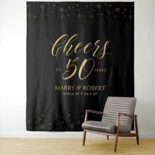 Proost op 50 jaar   50-jarig jubileum Gold & Black Wandkleed