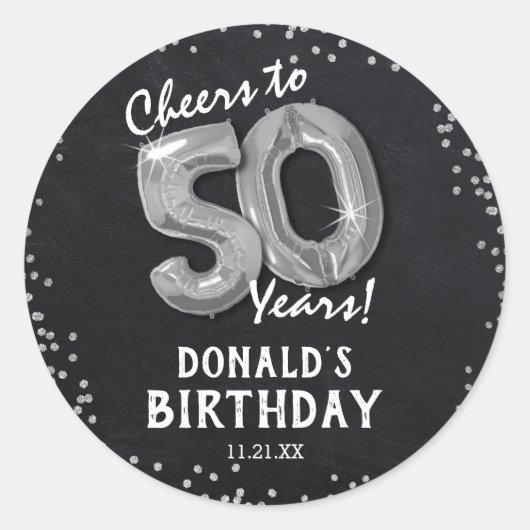 Proost op 50 jaar! 50ste verjaardag ronde sticker (Voorkant)