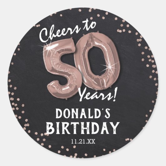 Proost op 50 jaar! 50ste verjaardag ronde sticker (Voorkant)