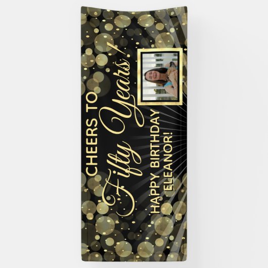 Proost op 50 jaar 50ste verjaardagsfeestfoto spandoek (Verticaal)