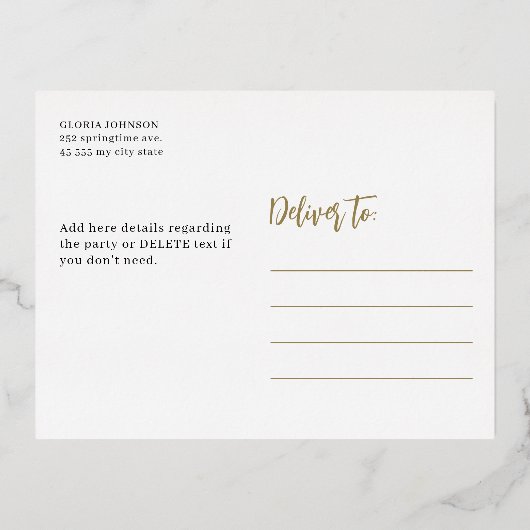 Proost op 50 jaar 50ste verjaardagsfeestje elegant folie uitnodiging briefkaart (Achterkant)