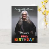 Proost op 50 Jaar Aangepaste Foto Verjaardag Kaart (Gele Bloem)