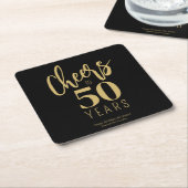 Proost op 50 jaar aangepaste verjaardagsfeest cade kartonnen onderzetters (Schuin)