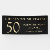 Proost op 50 Jaar Black Gold 50e Verjaardagsfeest Spandoek (Horizontaal)