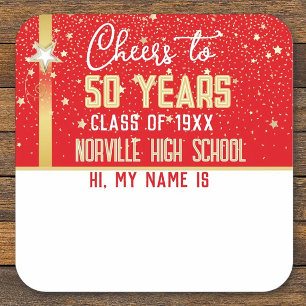 PROOST op 50 Jaar! CUSTOM Klas Reünie banner Vierkante Sticker