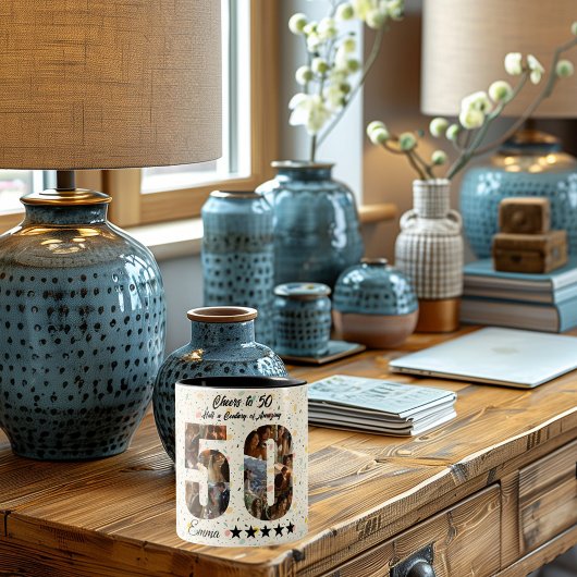 Proost op 50 jaar Fotocollage Mok - Aangepaste naa