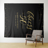 Proost op 50 jaar | Gold & Black 50ste verjaardag Wandkleed (In Situ (horizontaal))