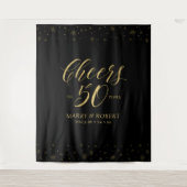 Proost op 50 jaar | Gold & Black 50ste verjaardag Wandkleed (Voorkant)