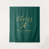 Proost op 50 jaar | Gold & Green 50ste verjaardag Wandkleed (Voorkant)