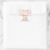 Proost op 50 jaar Gold Red Confetti Vierkante Sticker (Tas)