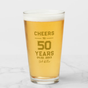 Proost op 50 jaar Gold Script Typografie Glas