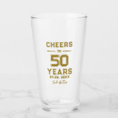 Proost op 50 jaar Gold Script Typografie Glas (Voorkant)