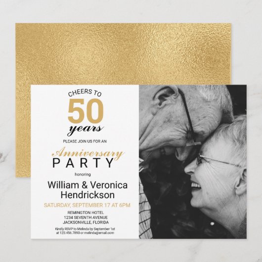 Proost op 50 jaar gouden 50e trouwdag kaart (Voorkant / Achterkant)